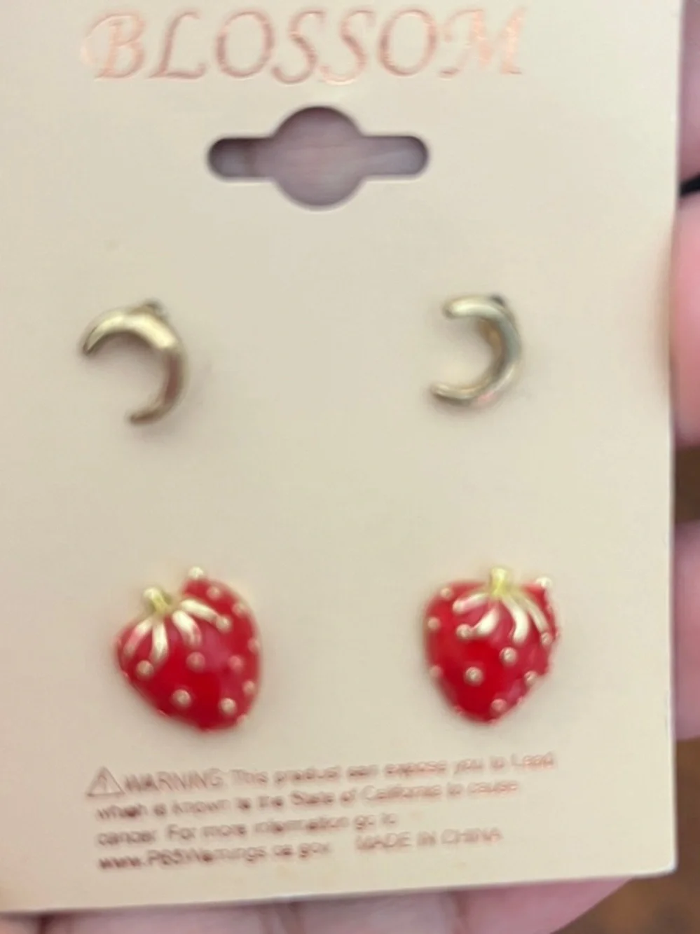 Red Strawberry Stud Earrings and noon earrings